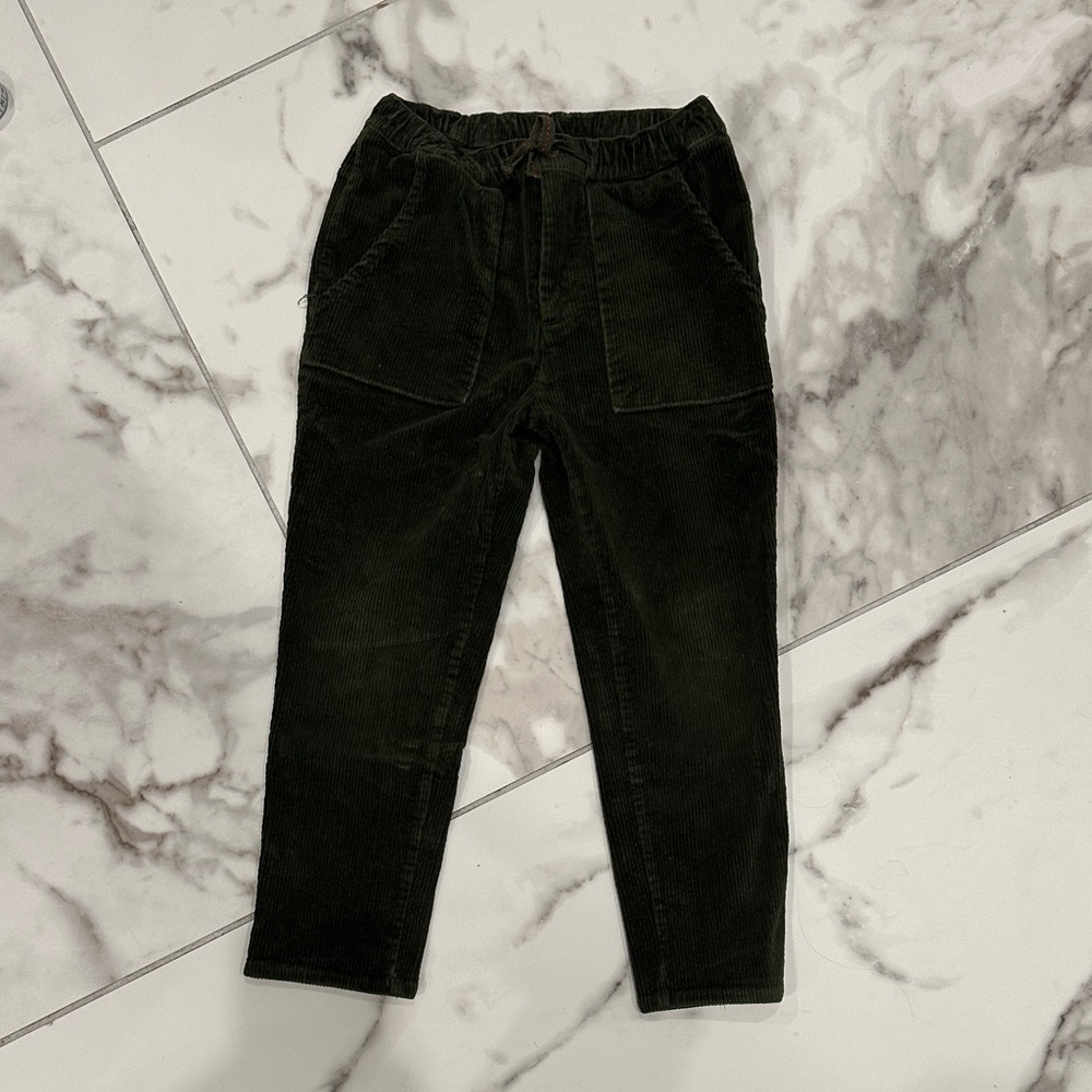 Rylee + Cru Dark Green Stretch Corduroy Kids Pants